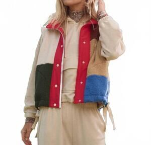 NEW THE GREAT. plush color block sierra vest in canyon multi